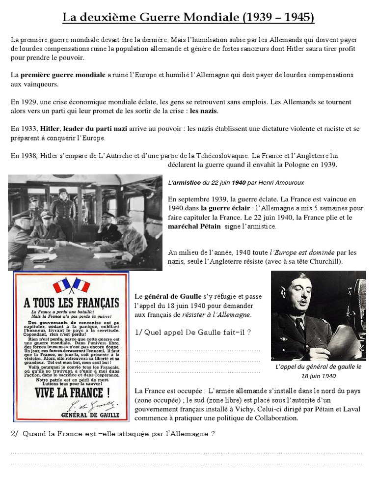 Fiche De Révision Seconde Guerre Mondiale Pdf