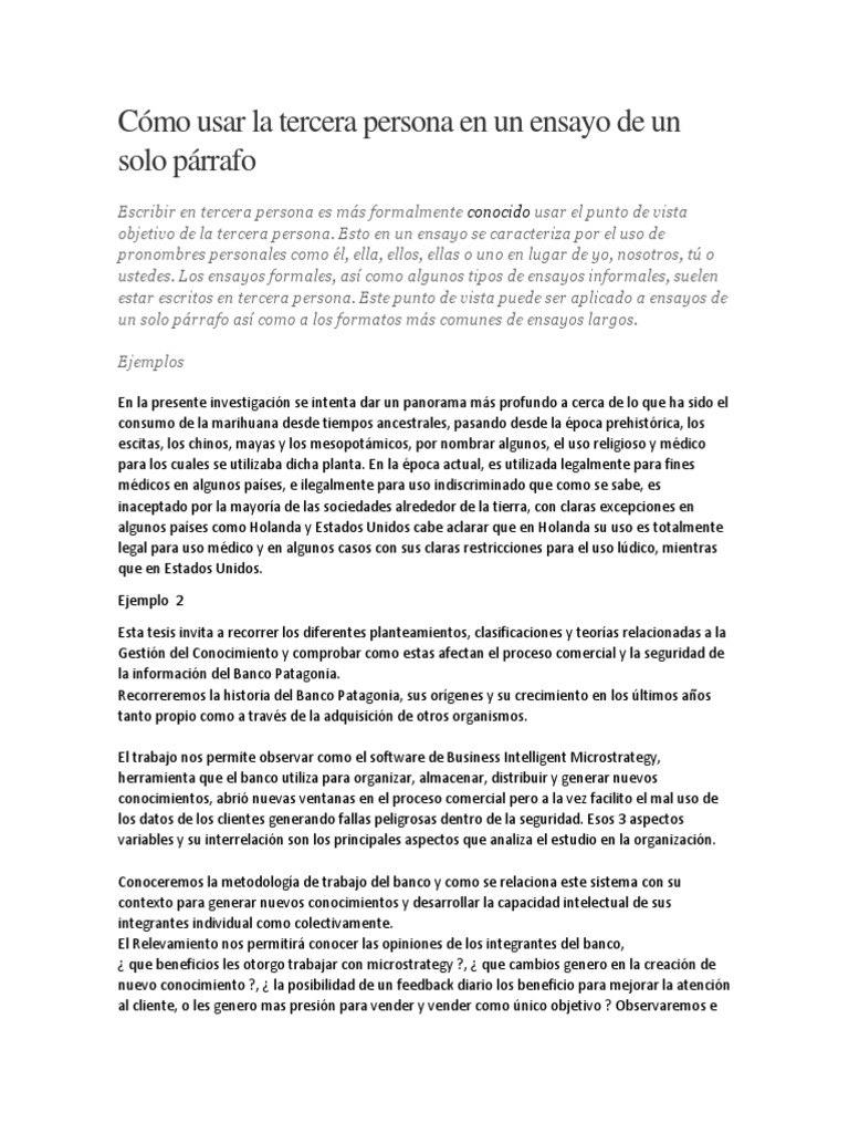 Cómo Usar La Tercera Persona en Un Ensayo de Un Solo