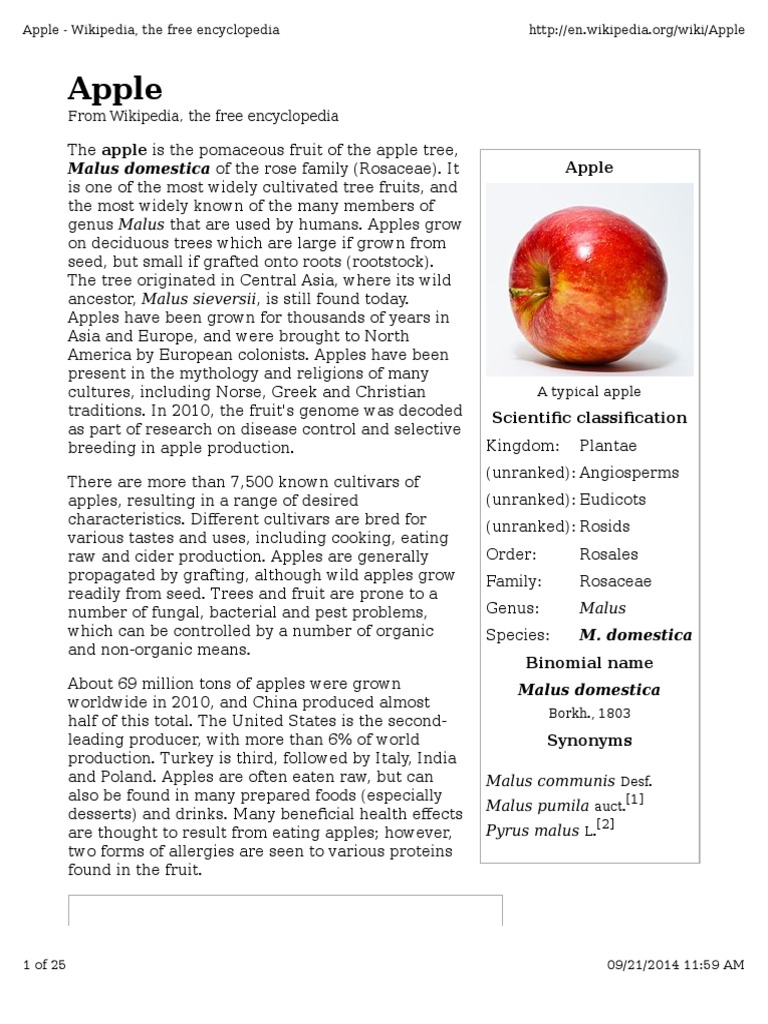 Apple, Fruits' Information Wiki