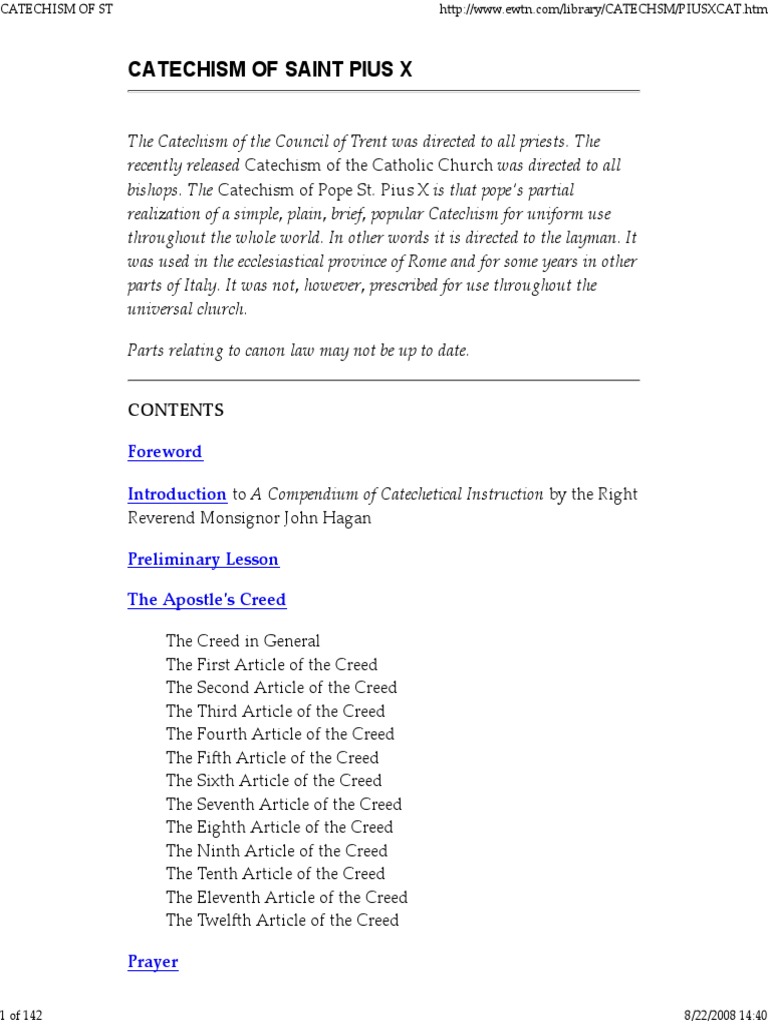 Catechism of St Pius X God The Father Catechism