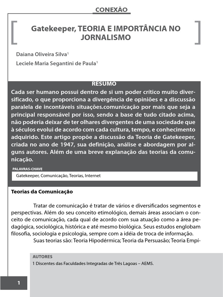 Teoria do Gatekeeper no Jornalismo | PDF | Comunicação | Jornalismo