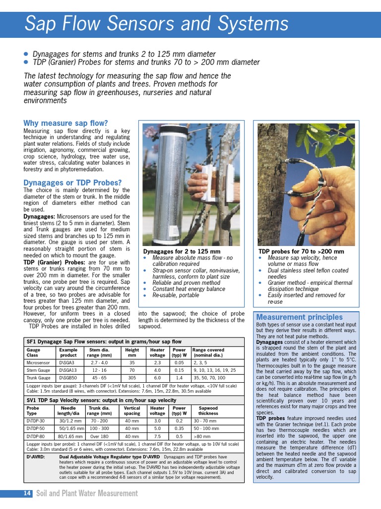 Sap Flow Sensors and Systems PDF Trees Thermocouple