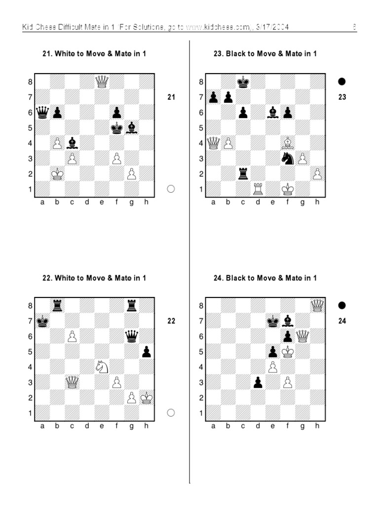 Chess Mate in 1 Puzzles Guide | PDF | Teaching Methods & Materials