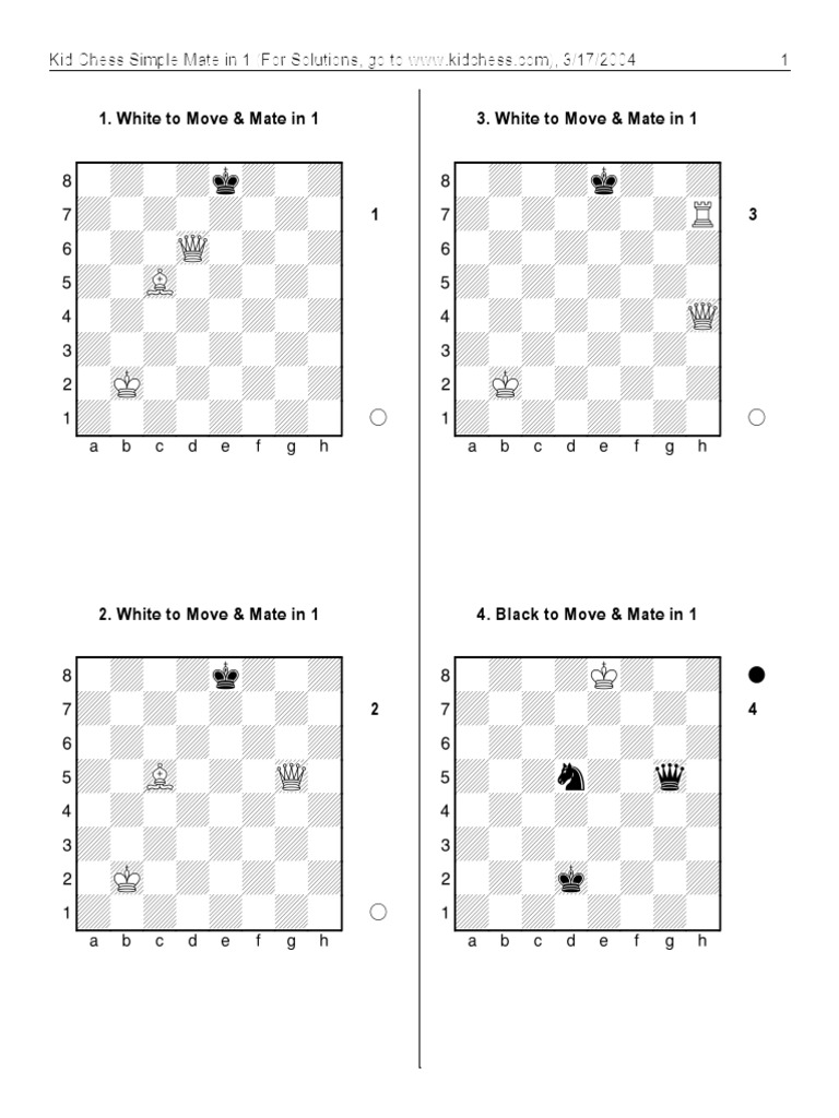 Chess Mate in 1 Puzzles | PDF | Games & Activities