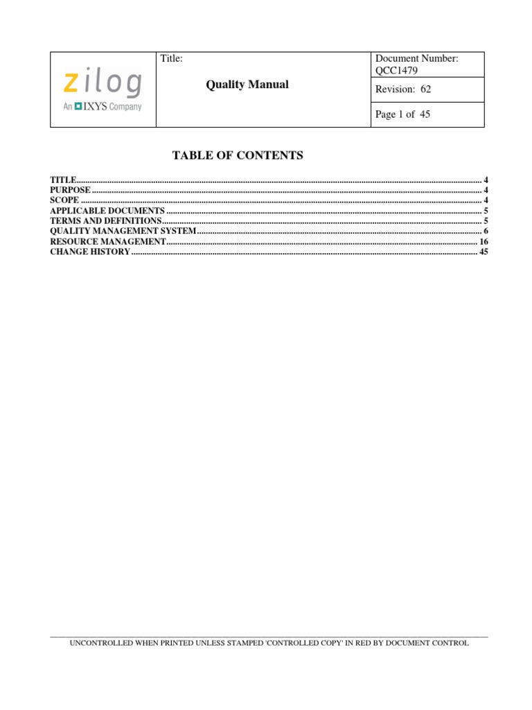 QMS for Zilog Electronics Philippines | PDF | Computers | Technology ...