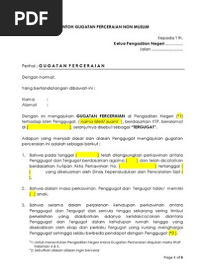 Contoh Draft Gugatan Cerai Non Muslim Docx