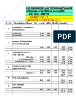 Assigment - 2 Measurement Sheet For (Q-1) : Subject: Professional Practice & Valuation B.E. Civil - Sem-Viii