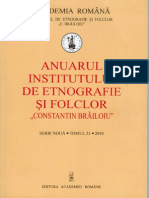Anuarul Institutului de Etnografie Si Folclor C Brailoiu 2010 PDF