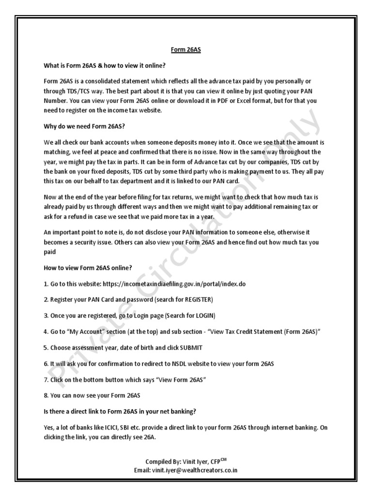 Accessing Your Form 26AS Online | PDF