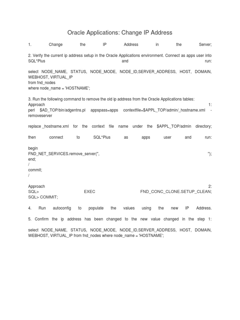 Oracle Applications Change IP Address PDF