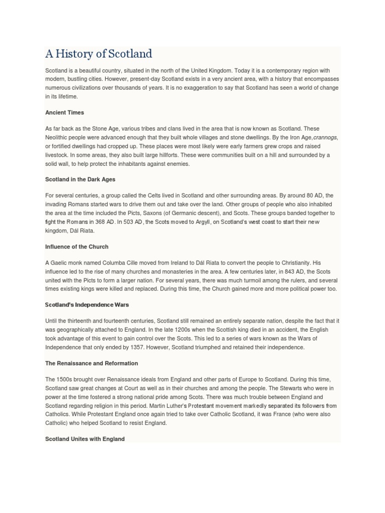 History of Scotland: Ancient to Modern | PDF | Scotland | United Kingdom