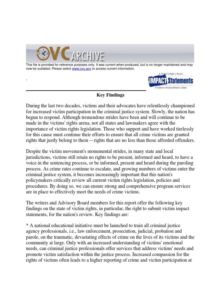 Victim Impact Statement | PDF | Victimology | Presentence Investigation ...