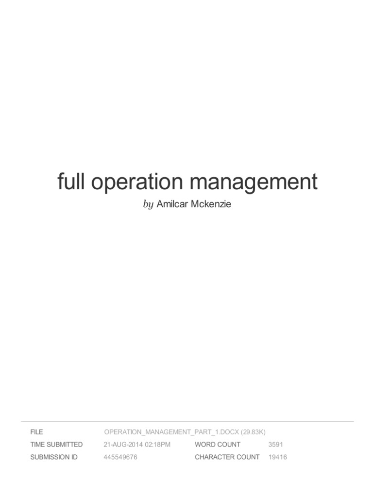 Comprehensive Guide to Operation Management | PDF