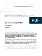 Motivation Overview: Motivation Through The Design of Work: Test of A Theory