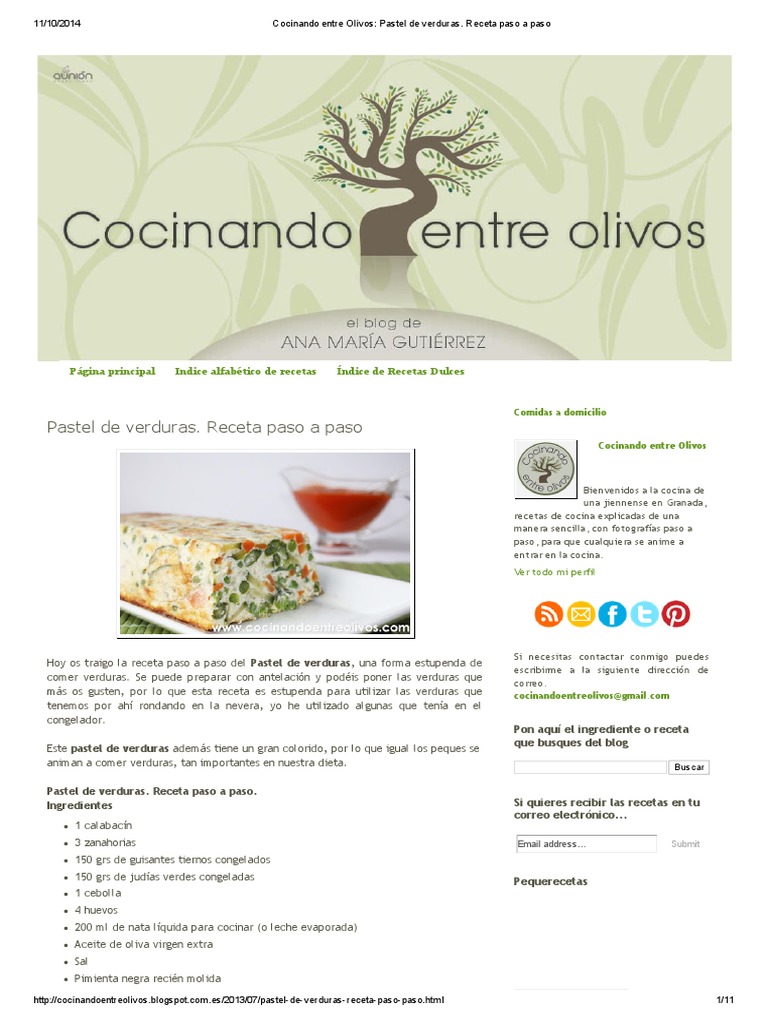 Cocinando entre Olivos_ Pastel de verduras.pdf | Verduras ...