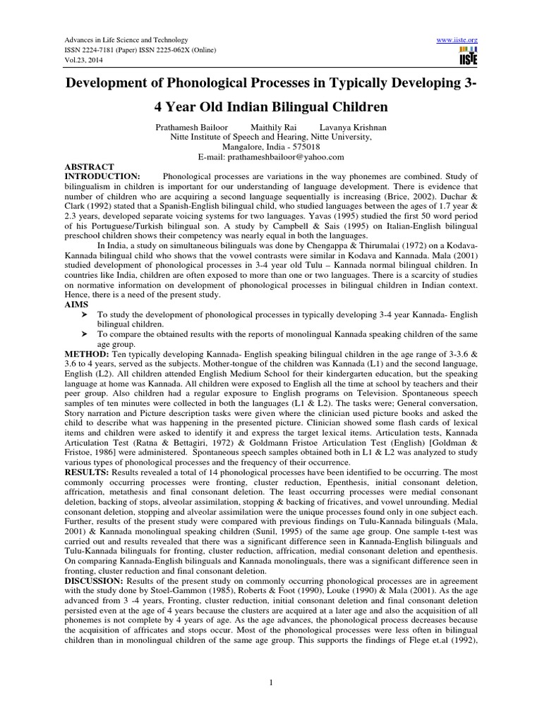 Phonological Development in Bilingual Kids | PDF | Multilingualism ...