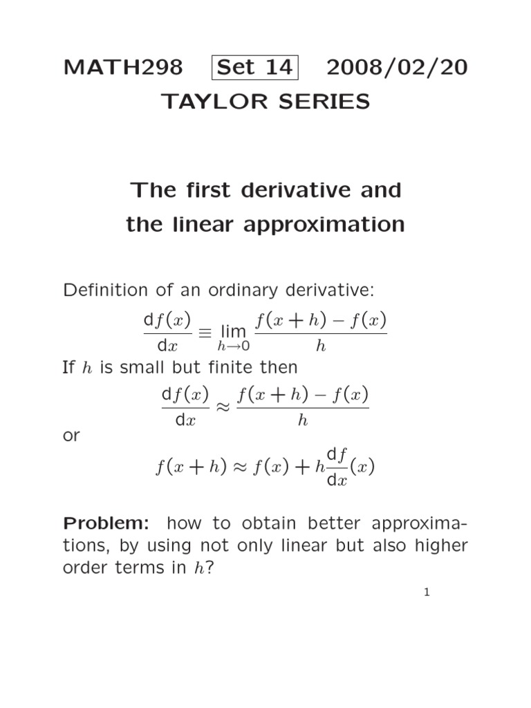 Taylor Expansion | Derivative | Differential Calculus