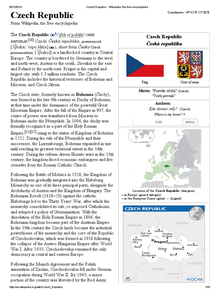 Czech Republic PDF Czechoslovakia Unrest