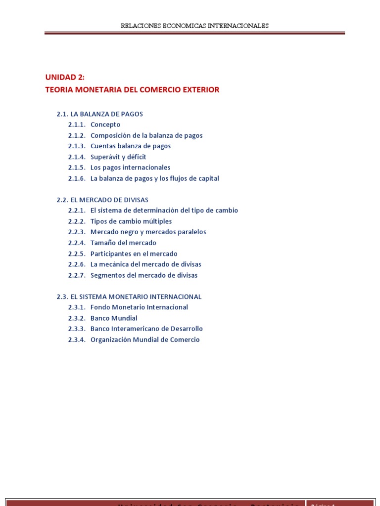 Teoría Monetaria del Comercio Exterior | PDF | Balance de pagos | Tipo ...
