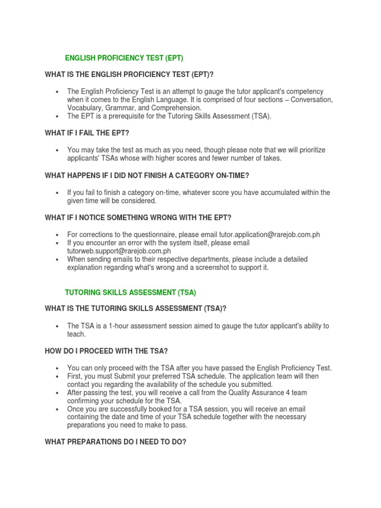 English Proficiency Test (Ept) | PDF | Educational Assessment | Spamming
