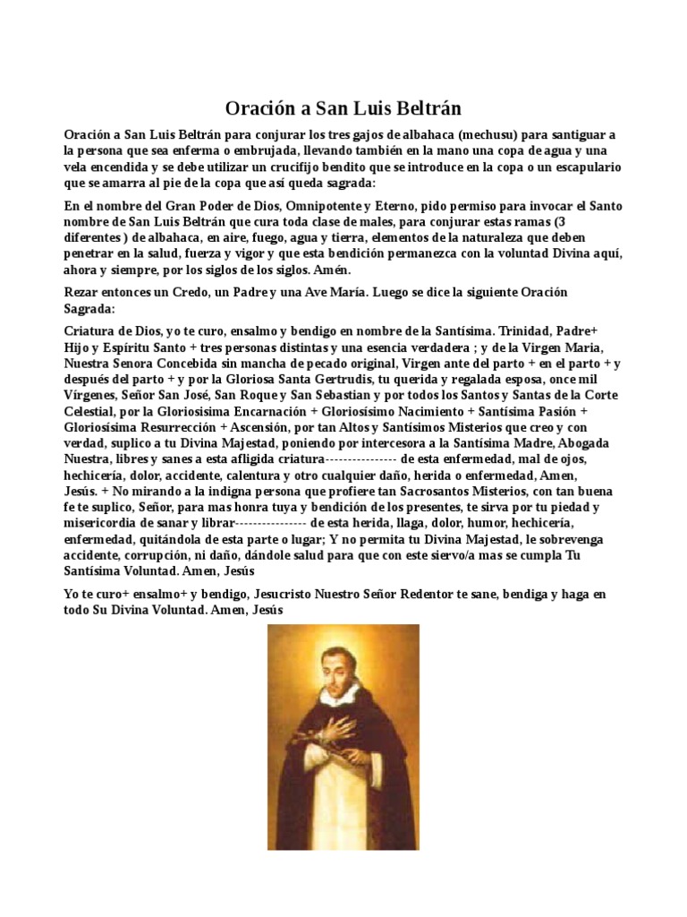Oración A San Luis Beltrán - Odt | PDF
