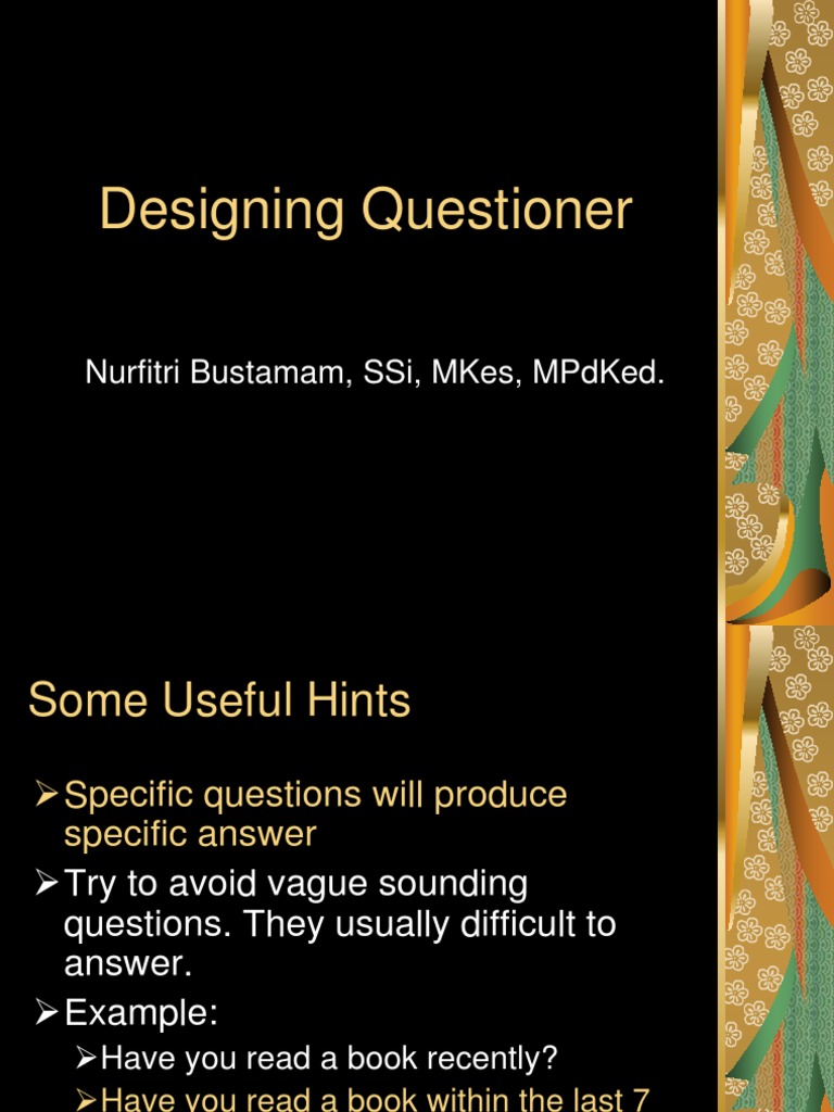 Effective Questionnaire Design Tips | PDF | Questionnaire | Behavioural ...