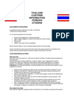 Thailand Customs Information Foreign Citizens: Documents Required