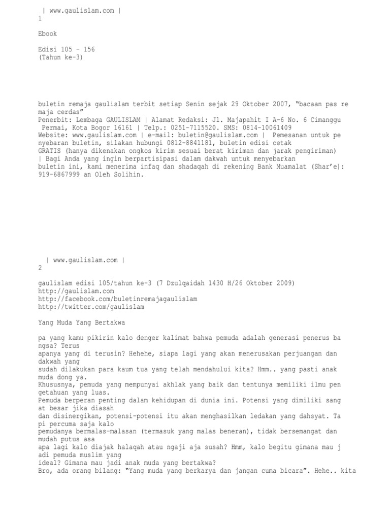 Buletin Gaulislam Edisi 105 156 Tahun Ke 3