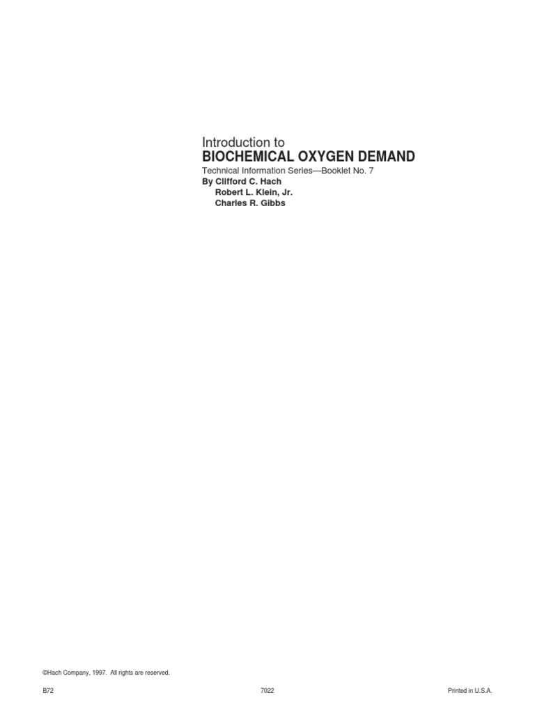 Introduction To Biochemical Oxygen Demand | PDF | Chemical Substances ...
