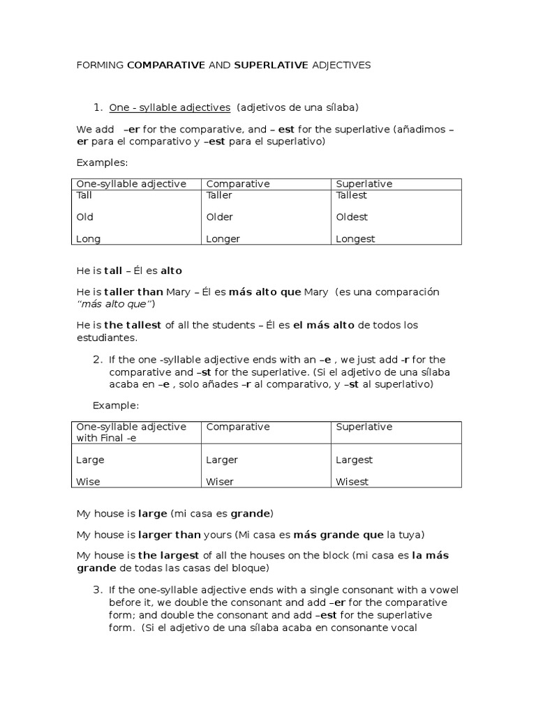 Forming Comparative and Superlative Adjectives | PDF | Adjective ...