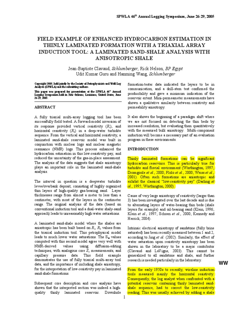 A Laminated Sand-Shale Analysis With Anisotropic Shale | PDF ...