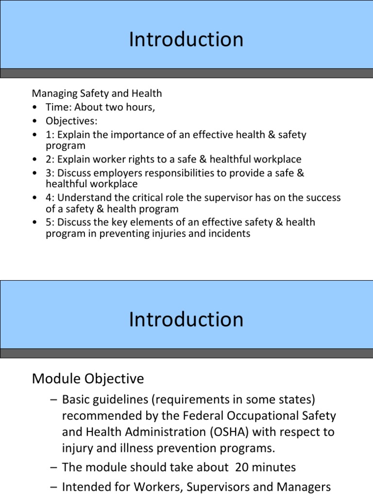 ️ Explain the objectives of safety and health in the workplace. Work Health and Safety