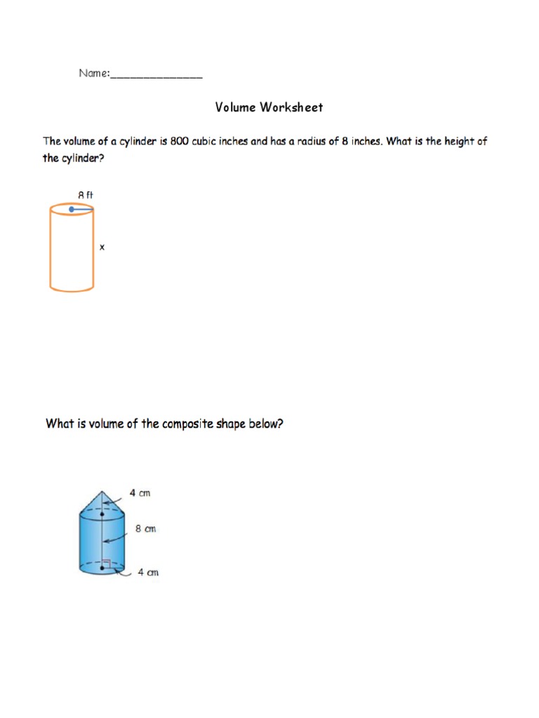 Volume Worksheet | PDF | Foreign Language Studies