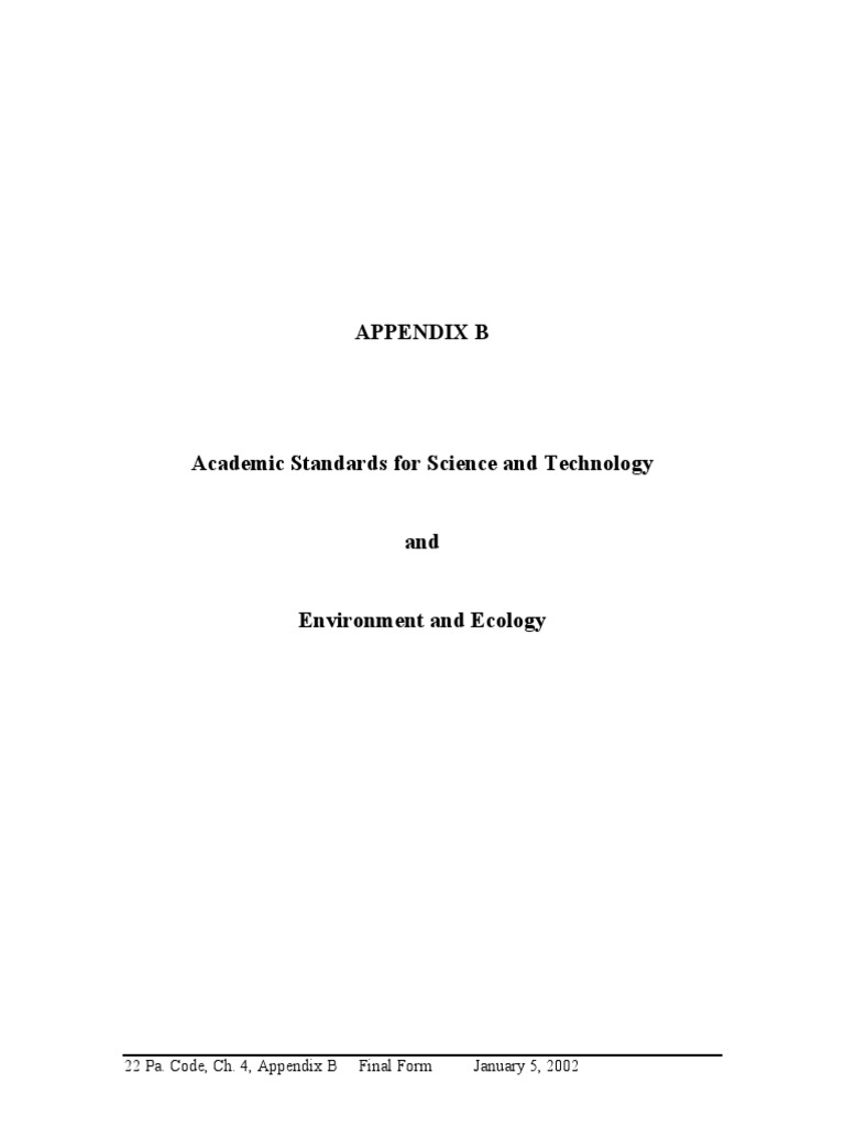 Appendix B: 22 Pa. Code, Ch. 4, Appendix B Final Form January 5, 2002 ...