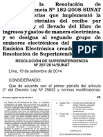 Emisión Electrónica de Recibos Por Honorarios - Resolución de Superintendencia # 287-2014/SUNAT