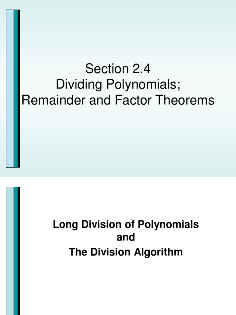 Polynomial Division Techniques Explained | PDF | Division (Mathematics ...