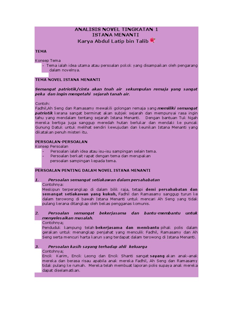 Analisis Novel Tingkatan 1 | PDF
