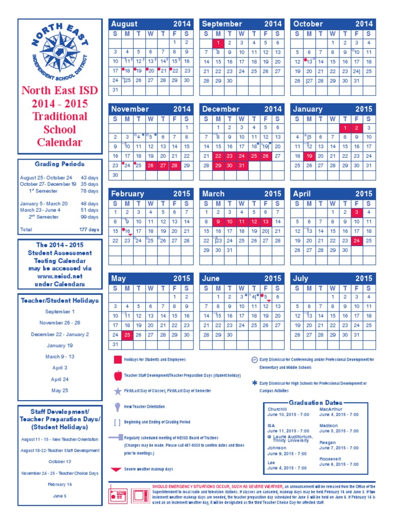 2014-2015 District Calendar | PDF | Academic Term | Secondary School
