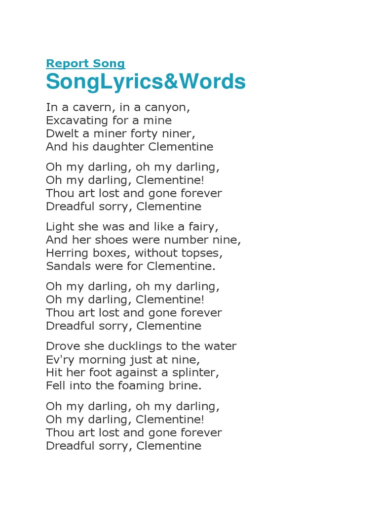 My Darling Clementine Song