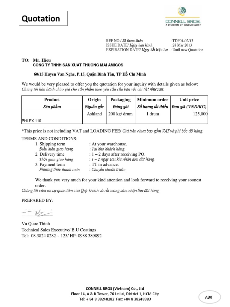 Quotation for PHLEX 110 Product | PDF