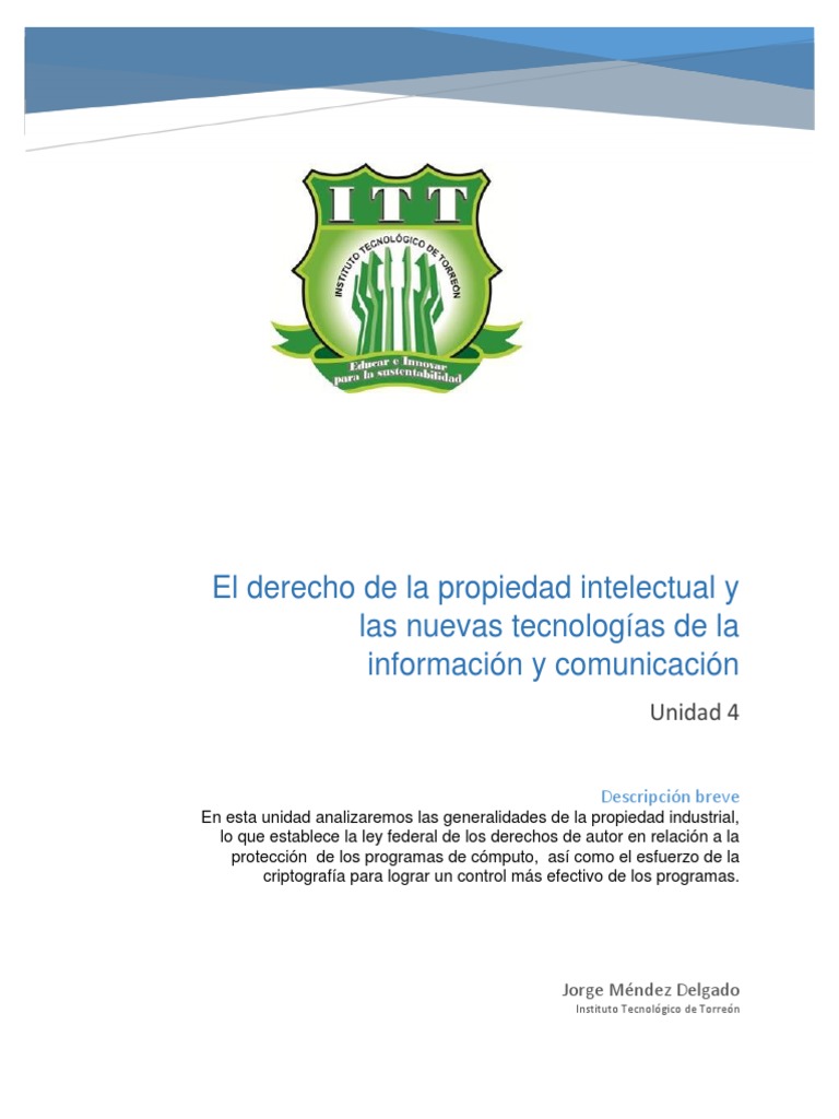 El Derecho de La Propiedad Intelectual y Las Nuevas Tecnologías de La ...