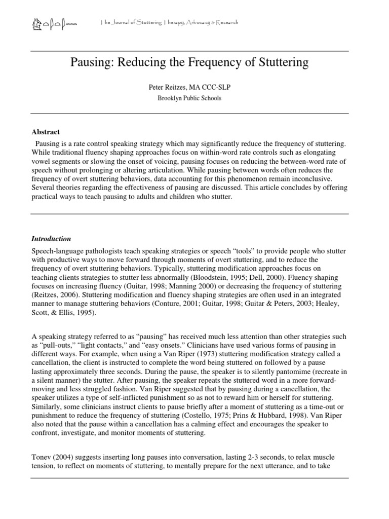 Pausing Techniques for Stuttering Management | PDF | Stuttering | Fluency