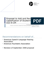 Proposal to Revise Classification of Stuttering in ICD-9-CM