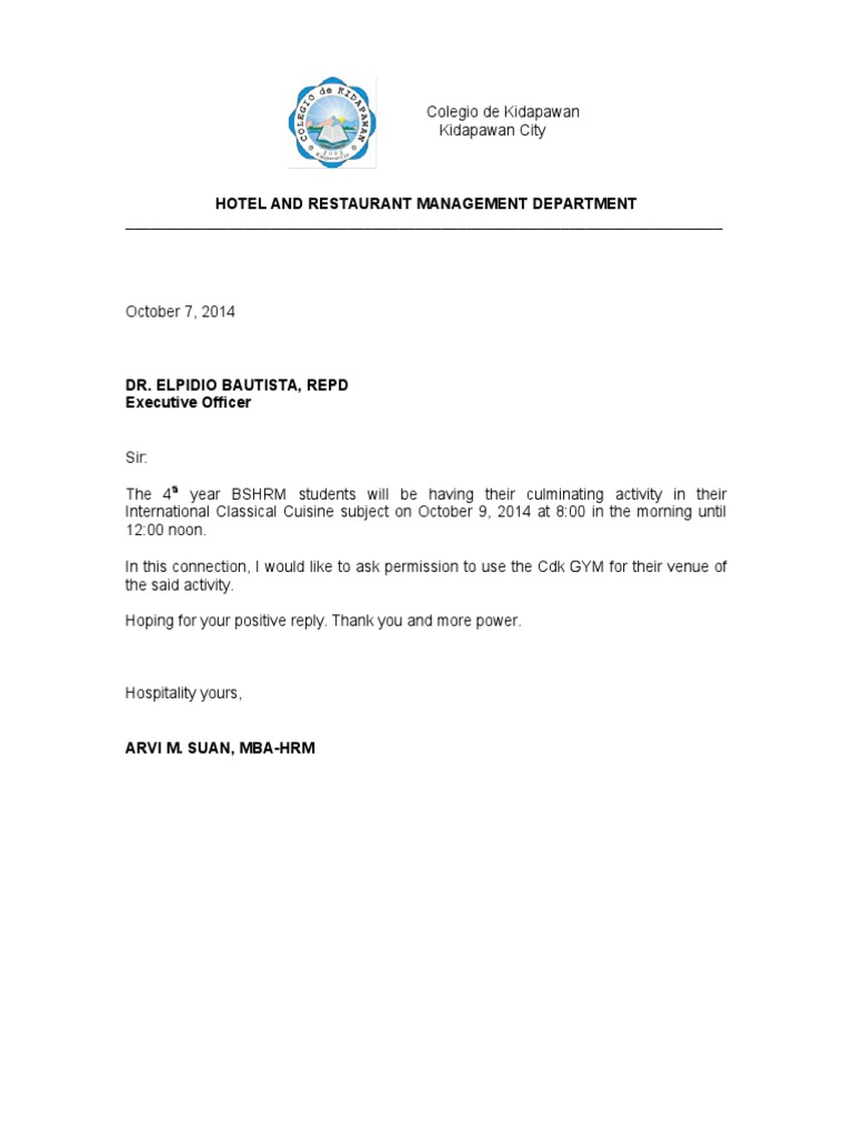 BSHRM Culminating Activity Request | PDF | Career & Growth