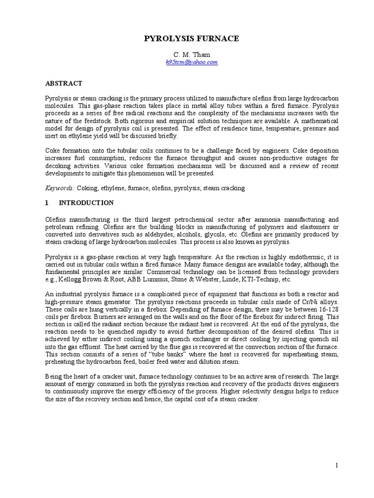 Pyrolysis Furnace Design and Challenges | PDF | Cracking (Chemistry ...