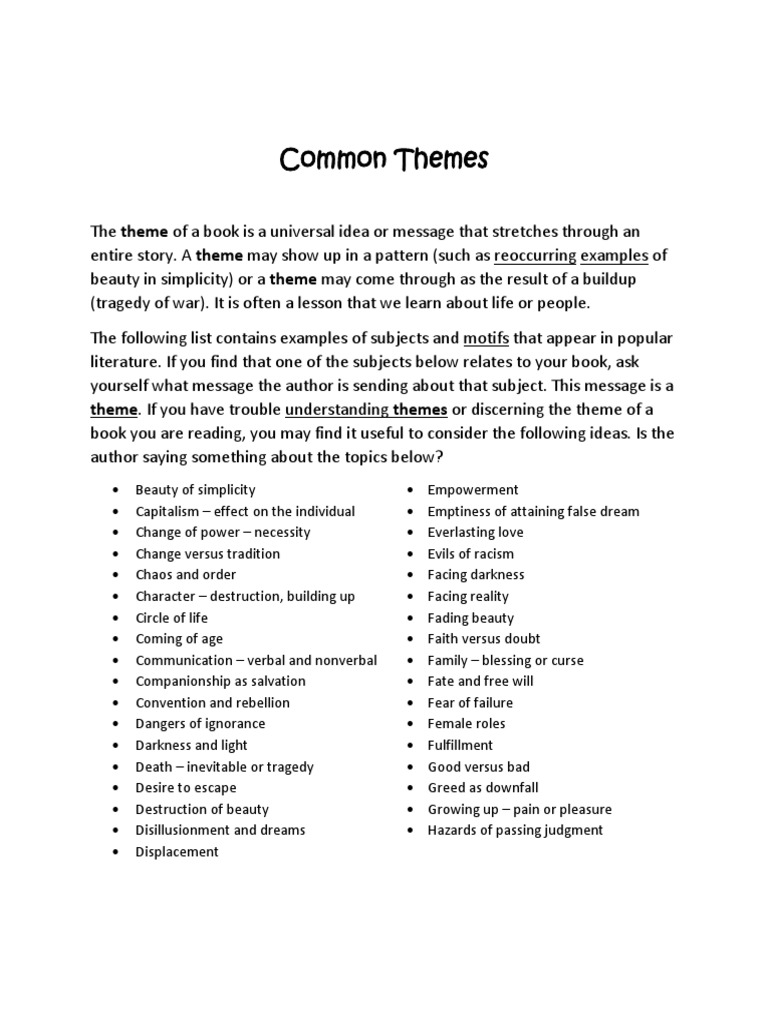 Common Themes | PDF