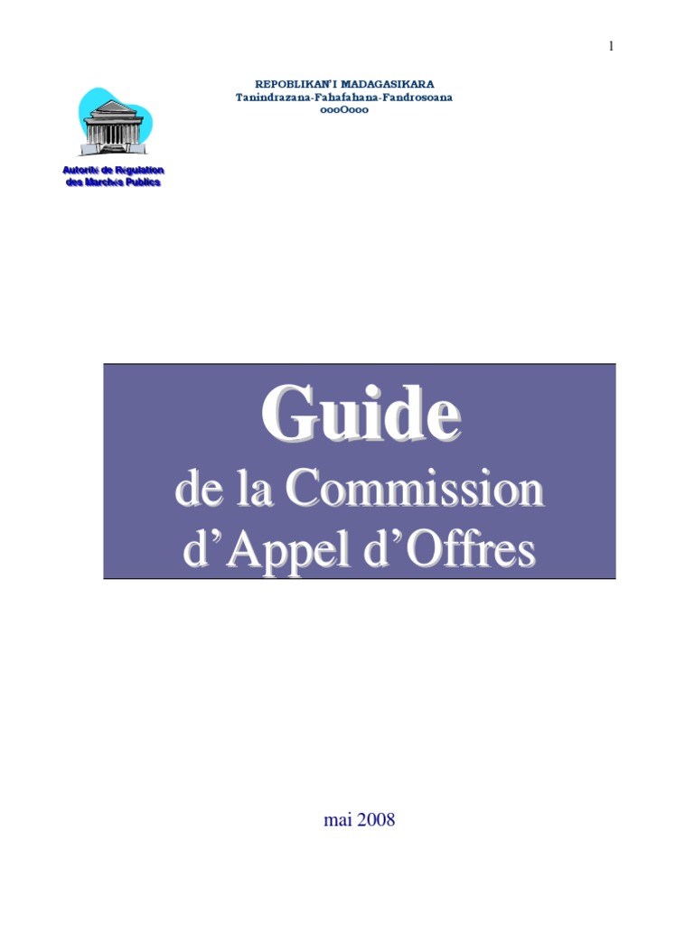 Guide de la Commission d'Appel d'Offres PDF Appel d'offres — free download