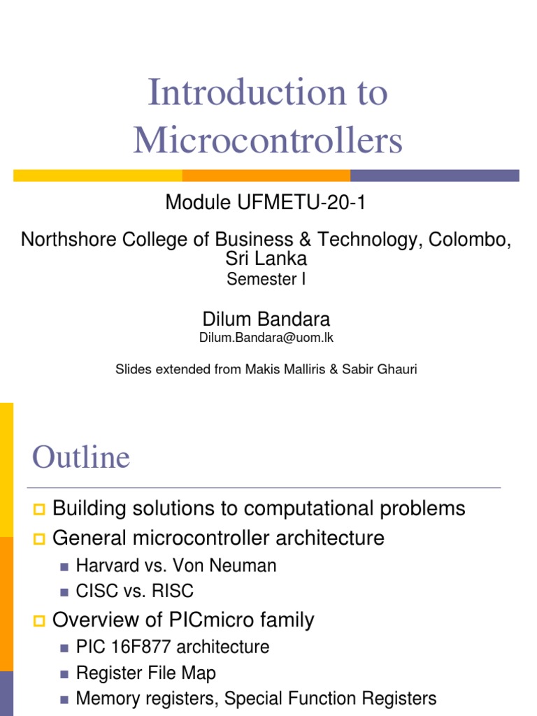 Introduction To Microcontrollers | PDF | Instruction Set | Hardware ... image.