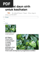 Khasiat Daun Sirih Untuk Kesihatan