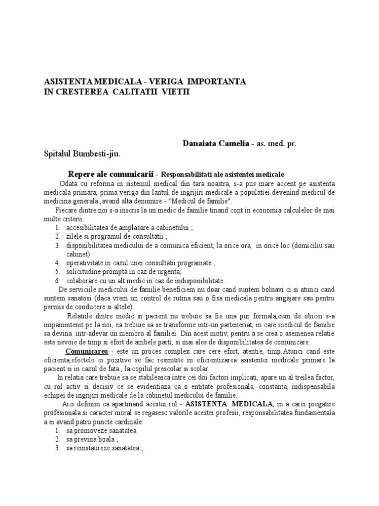 Asistenta Medicala | PDF